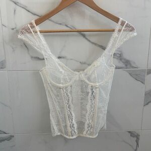 Unworn white Zara lace corset bustier top 32B - White - super flattering